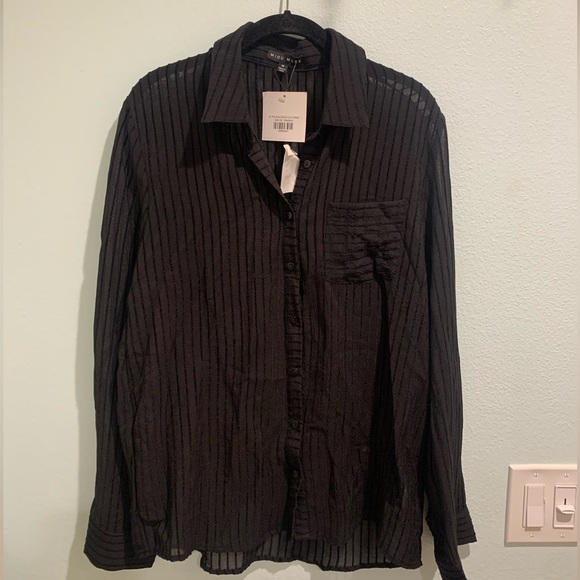 NWT Striped Button Down Blouse - Picture 1 of 7
